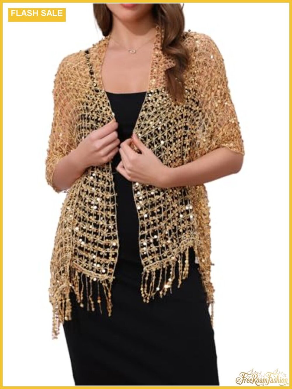 Fringed Sparkly Sequin Shawl Wrap for Evening Dresses Wedding Party